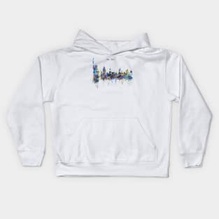 New York Watercolor Skyline Kids Hoodie